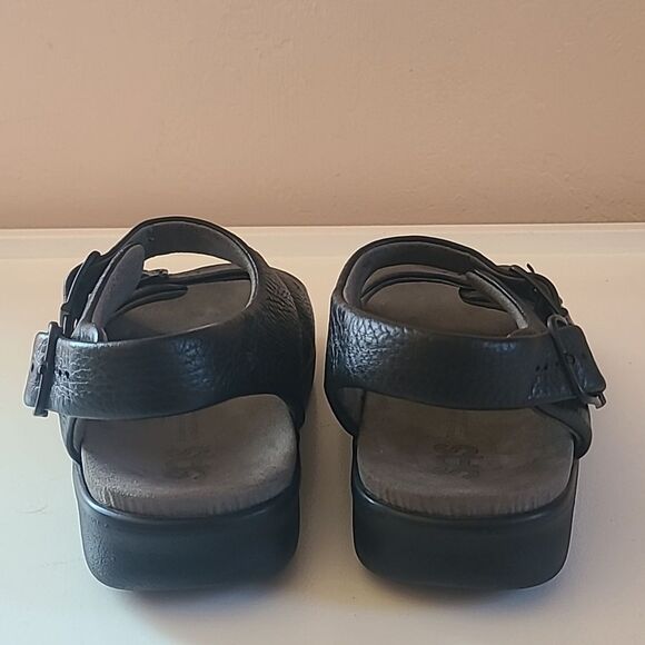 Relaxed Heel Strap Sandal Leather Tripad Comfort Sandals Black Size 7.5 W - Picture 6 of 16